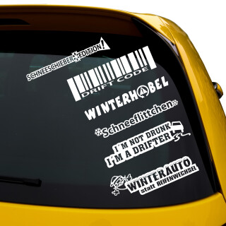 6 Winteraufkleber, Winterhobel, Schneeschieber Edition, Drift Code HELLGRAU innen