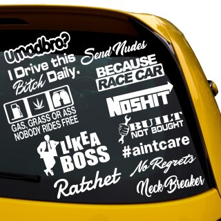 12 Tuning Aufkleber fresh, run JDM, TOW, Domokun, JDM PIC, LOVE Rising Sun, Smilie, Wakabe Fahne HOLOGRAMM GLITZER BLAU au&szlig;en
