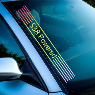 S38 Powered Aufkleber Hologramm
