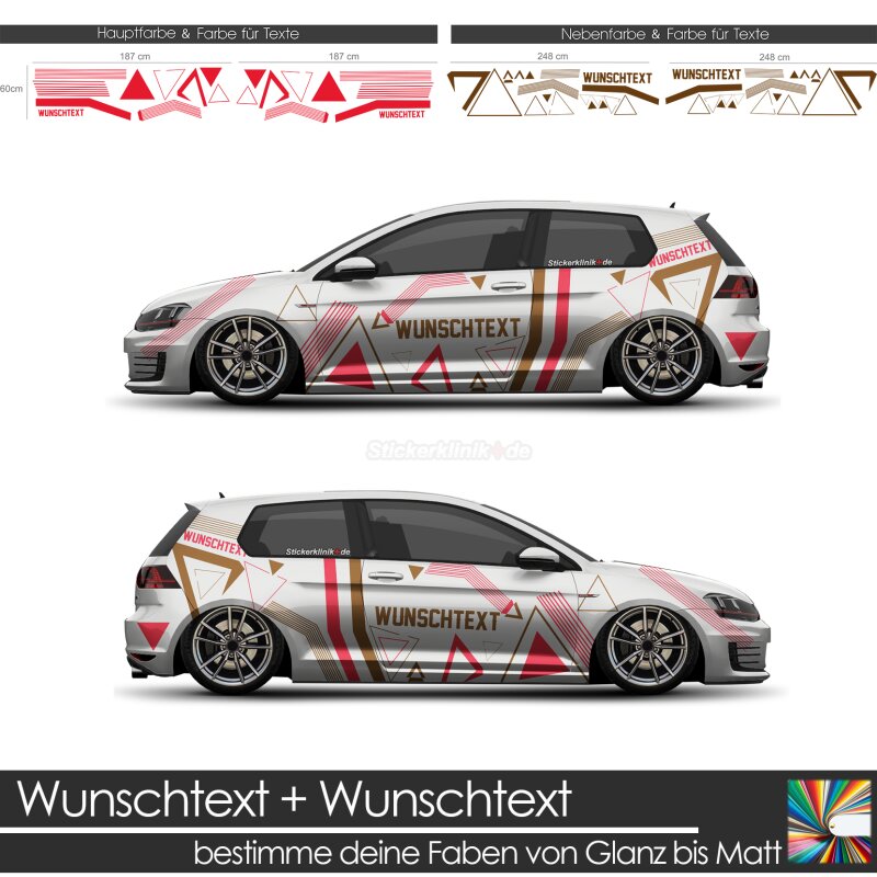 Auto Motorsport Aufkleber Set Mixed Dekor + Wunschtext