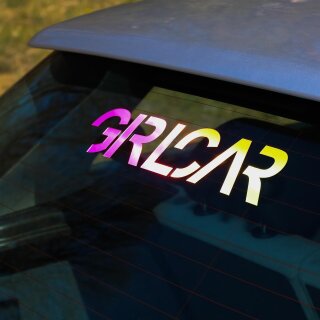 GIRLCAR Aufkleber Tuningsticker HOLOGRAMM GLITZER SILBER 30cm au&szlig;en