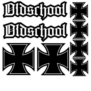 Oldschool Aufkleber 8 St&uuml;ck Altdeutsch GRAU au&szlig;en