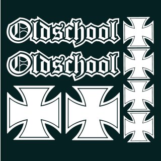 Oldschool Aufkleber 8 St&uuml;ck Altdeutsche Schrift HELLBLAU au&szlig;en