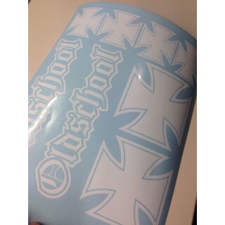 Oldschool Aufkleber 8 St&uuml;ck Altdeutsche Schrift HOLOGRAMM GLITZER ROT au&szlig;en